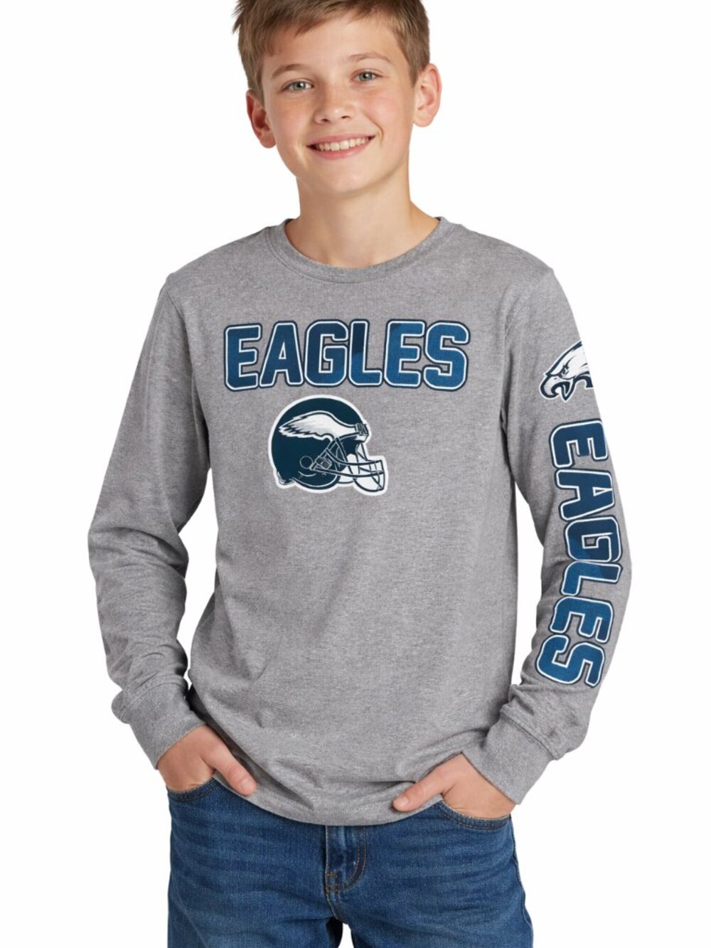Philadelphia Eagles Boy's Boys Long Sleeve Tee Shirt T Top Size 14/16 NWT